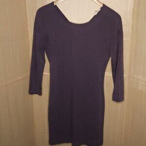 Loft Lounge Purple Soft Knit 3/4 Sleeve Midi Dress Small